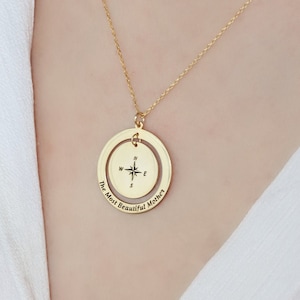 Personalized Compass Necklace , Engraved Compass Necklace , Coordinate Necklace ,Gift For Sister