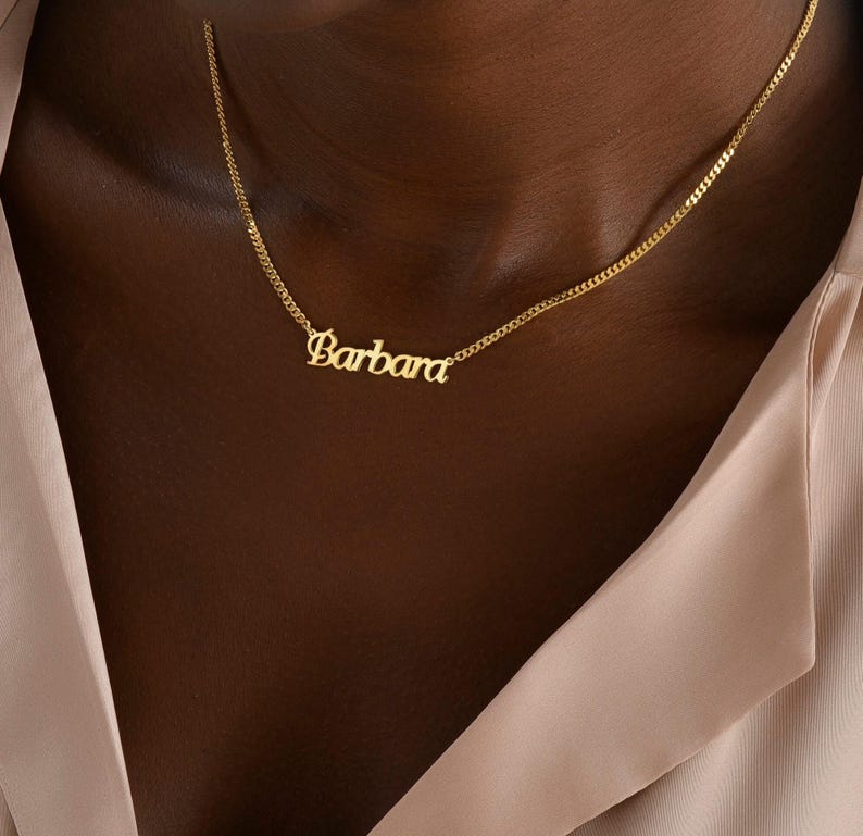 Gepersonaliseerde naamketting, 14 kt gouden naamketting, aangepaste naamsieraden, kerstcadeau afbeelding 1