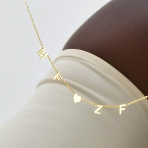 First Letter Necklace , Letters Heart Necklace , Heart Letters , Gold Necklace , Gift For Woman image 1