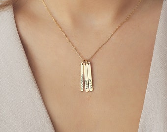 Personalized Vertical Bar Necklace , Bar Necklace , Bar Set , Gold Bar Necklace , Mother Day Gift