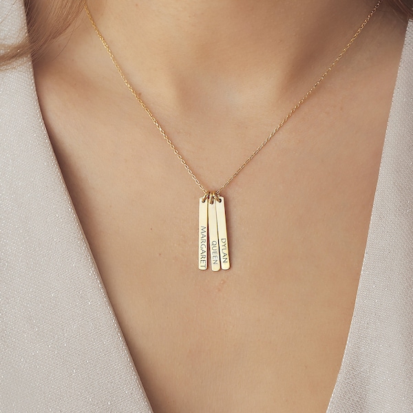 Personalized Vertical Bar Necklace , Bar Necklace , Bar Set , Gold Bar Necklace , Mother Day Gift