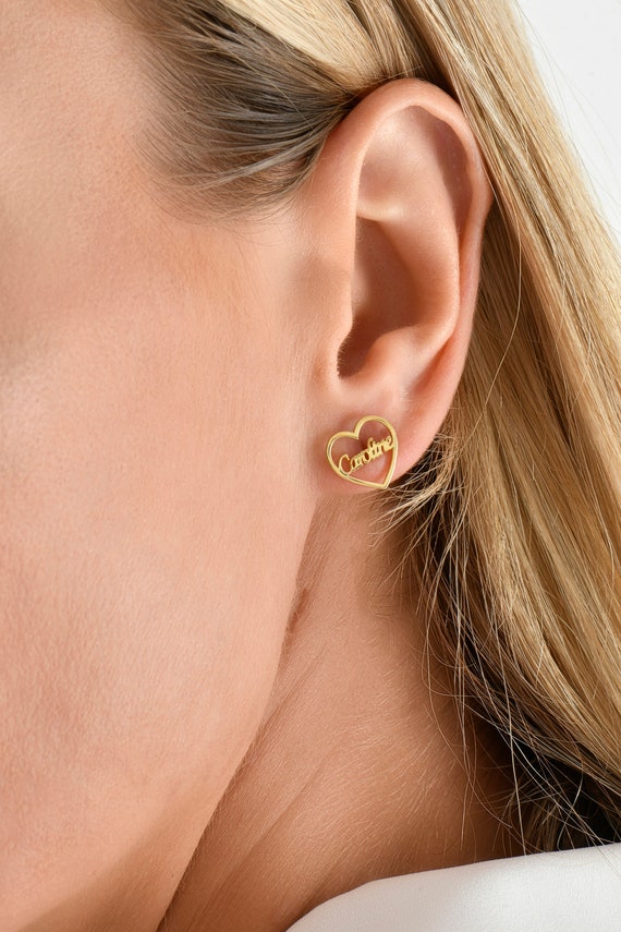 Heart name deals earrings