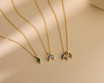 Birthstone Necklace, Family Birthstone Jewelry, Mother's Birthstone Necklace, Gift For Her Dainty Minimal Pendant