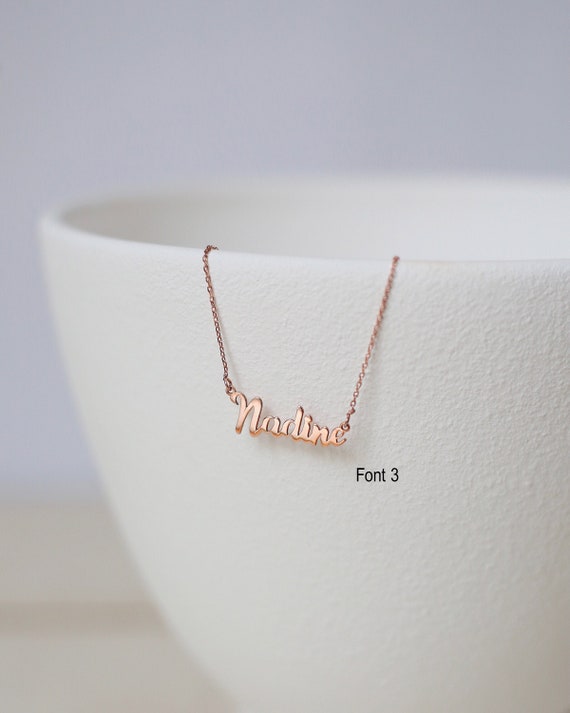 14k solid rose gold name necklace discount