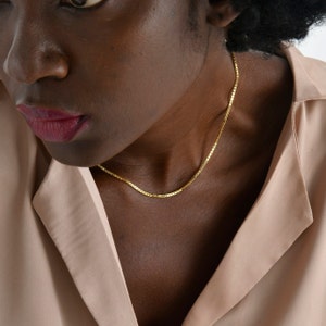 Gold Plated Box Chain Necklace , Box Chain , Dainty Chain Necklace , Woman Gifts, Valentine&#39;s Day Gift