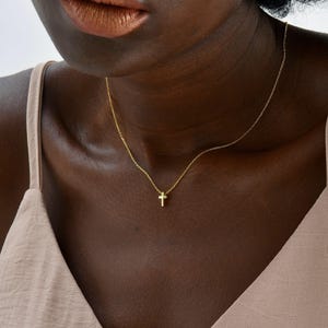 14k Gold Dainty Cross Necklace , Cross Necklace , Handmade Jewelry , Cross Necklace For Woman , Valentine's Day Gift