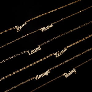 Name Necklaces, Gold Plated Name Necklace, Custom Jewelry, Birthday Gift, Name Plate, Gift For Her Valentine&#39;s Day Gift