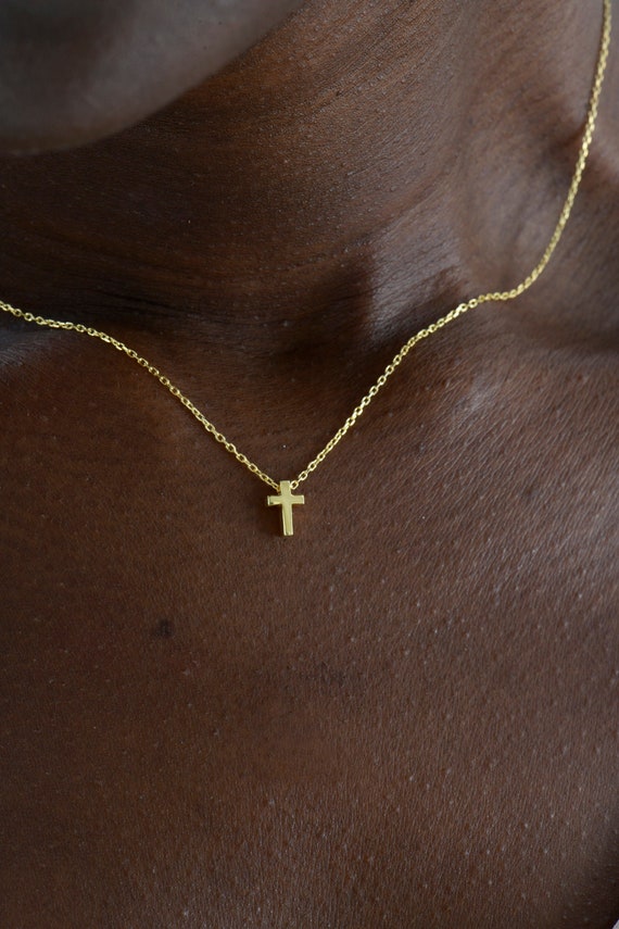 14k Gold Dainty Cross Necklace , Cross Necklace , Handmade Jewelry, Cross  Necklace For Woman , Christmas Gift,