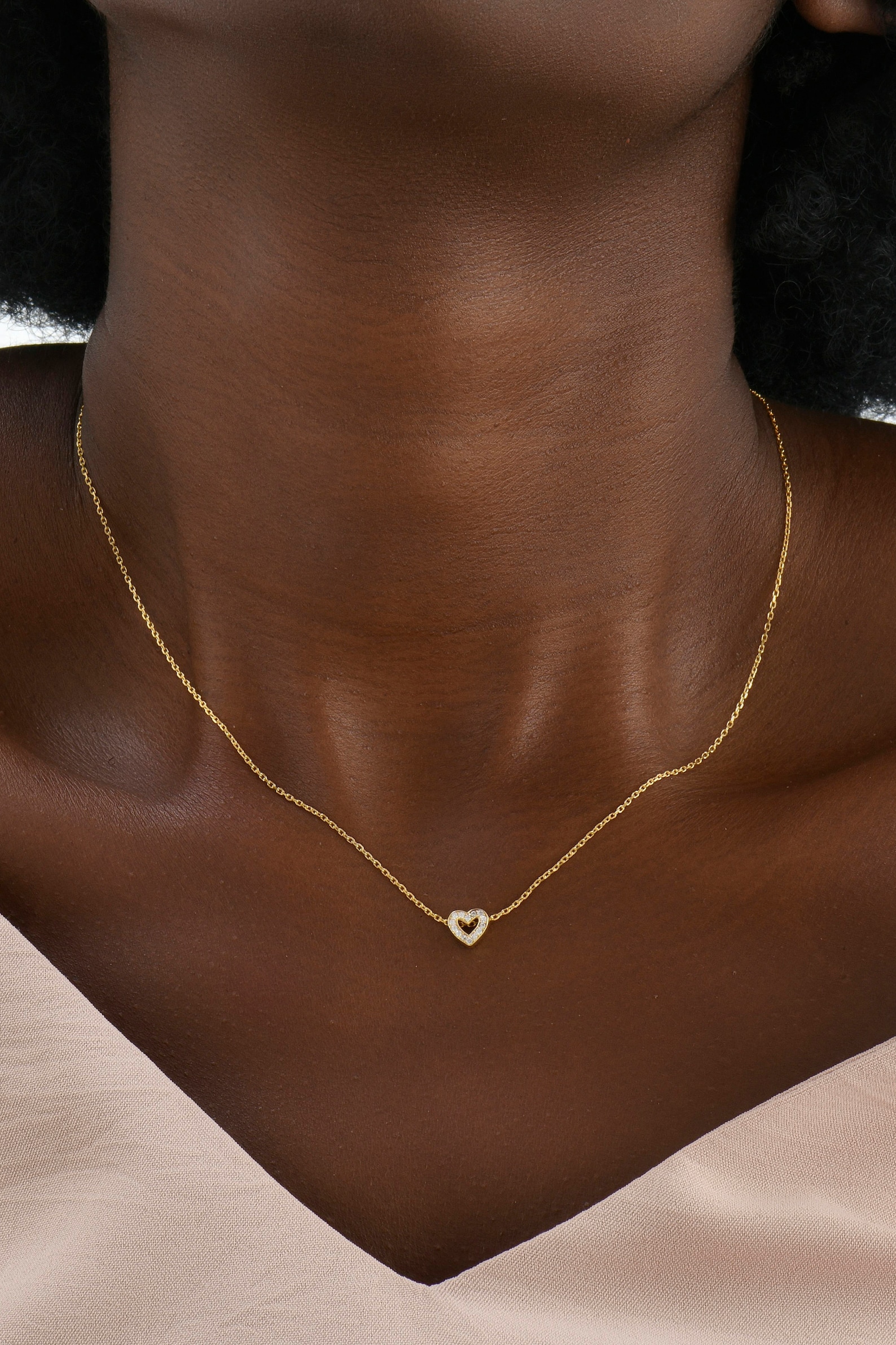 18K Mini Heart Initial Necklace main image 0