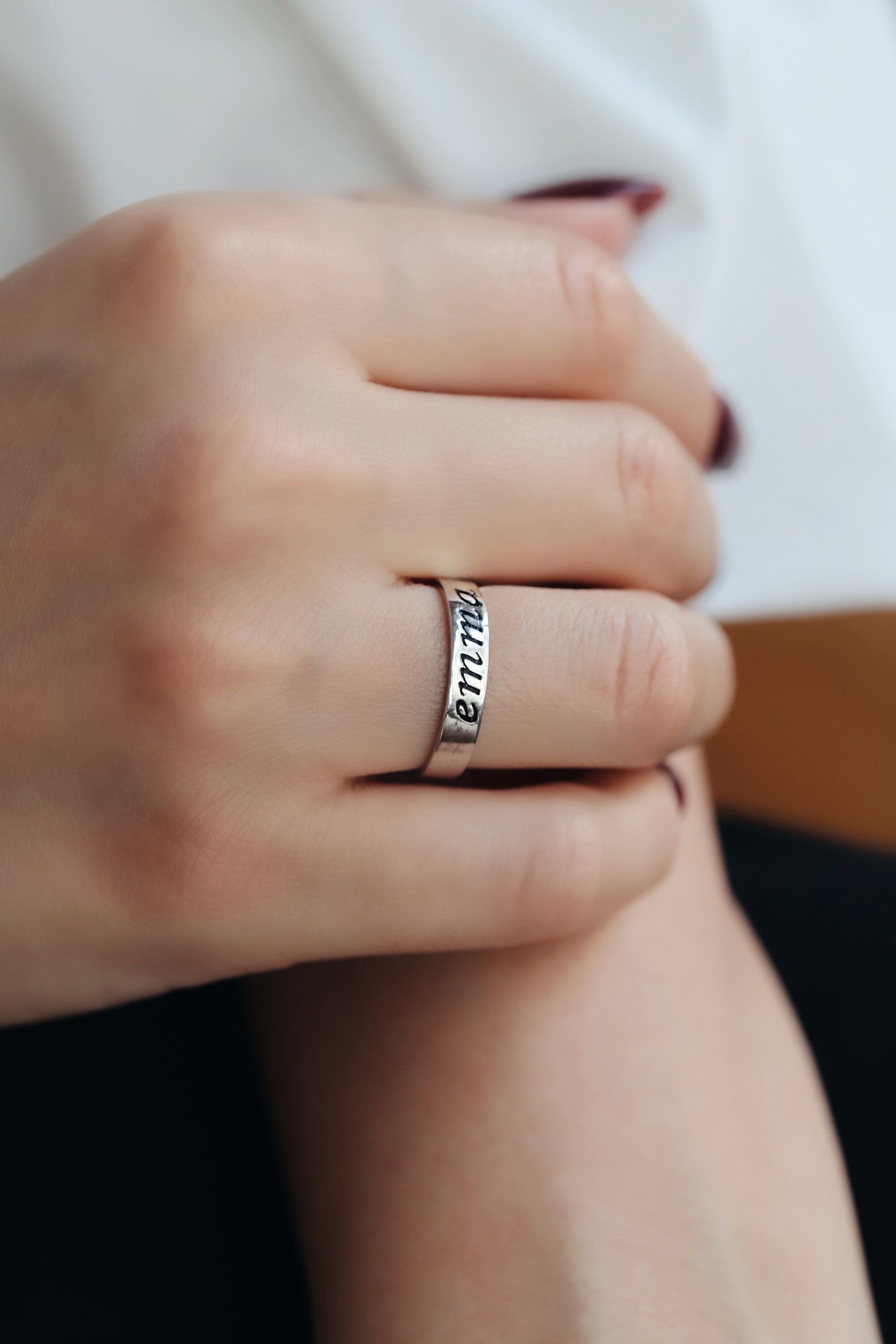 Dated Ring Personalized Wedding Ring Name Ring Gift Etsy