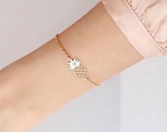 Initial Bracelet , Pineapple Bracelet , Letter Bracelet , Gift For Her , Initial Bracelet Valentine's Day Gift