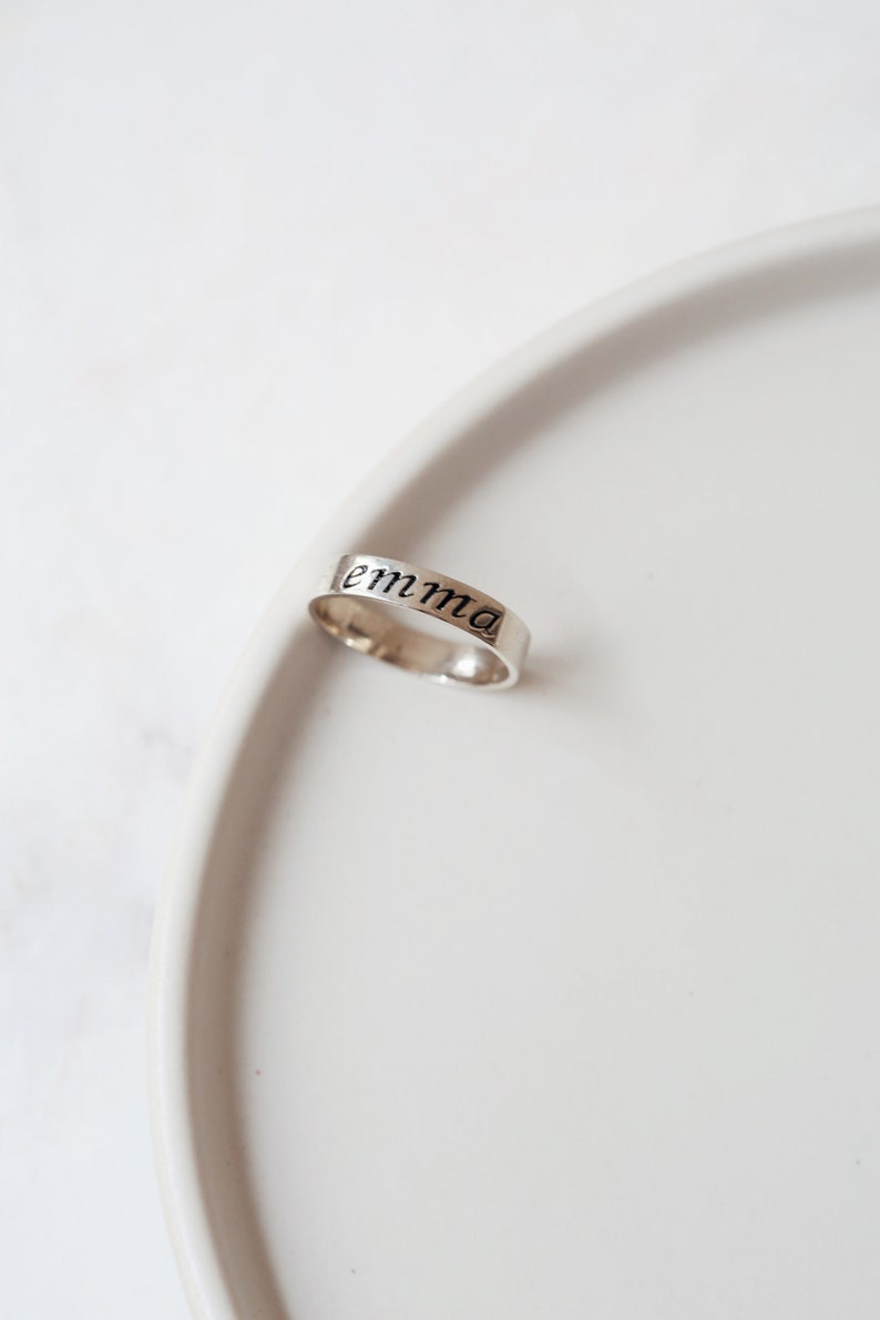 Dated Ring , Personalized Wedding Ring , Name Ring , Gift for Mother , Engraved Ring , Custom Jewelry , Wedding Band image 7