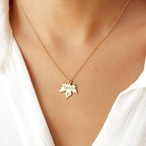 Sycamore Leaves Necklace , Birthday gift ,Leaf Name Necklace , Personalized Jewelry, Personalized Gift ,Bridesmaid Gift Valentine&#39;s Day Gift