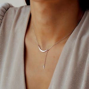 Crescent Necklace , Moon Necklace  , Letter Necklace  , Custom Necklace , Bridesmaid Gift  , Elegant Necklace Valentine's Day Gift