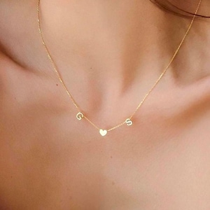 Gold Heart Initial Necklace for Mom ,Minimalist Necklace with Name, Personalized Letter Pendant, Mothers Day Gift