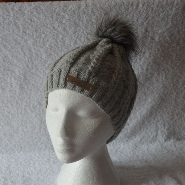 Bonnet d'hiver fantaisie gris neuf pour Femme