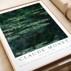 Lámina de Claude Monet, póster de Monet, decoración de pared de Monet, arte mural de Monet, pinturas de Monet, decoración de estilo rústico, estilo cottagecore, impresionismo, nenúfares.