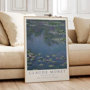 Lámina de Claude Monet, póster de Monet, decoración de pared de Monet, arte mural de Monet, pinturas de Monet, decoración de estilo rústico, estilo cottagecore, impresionismo, nenúfares.