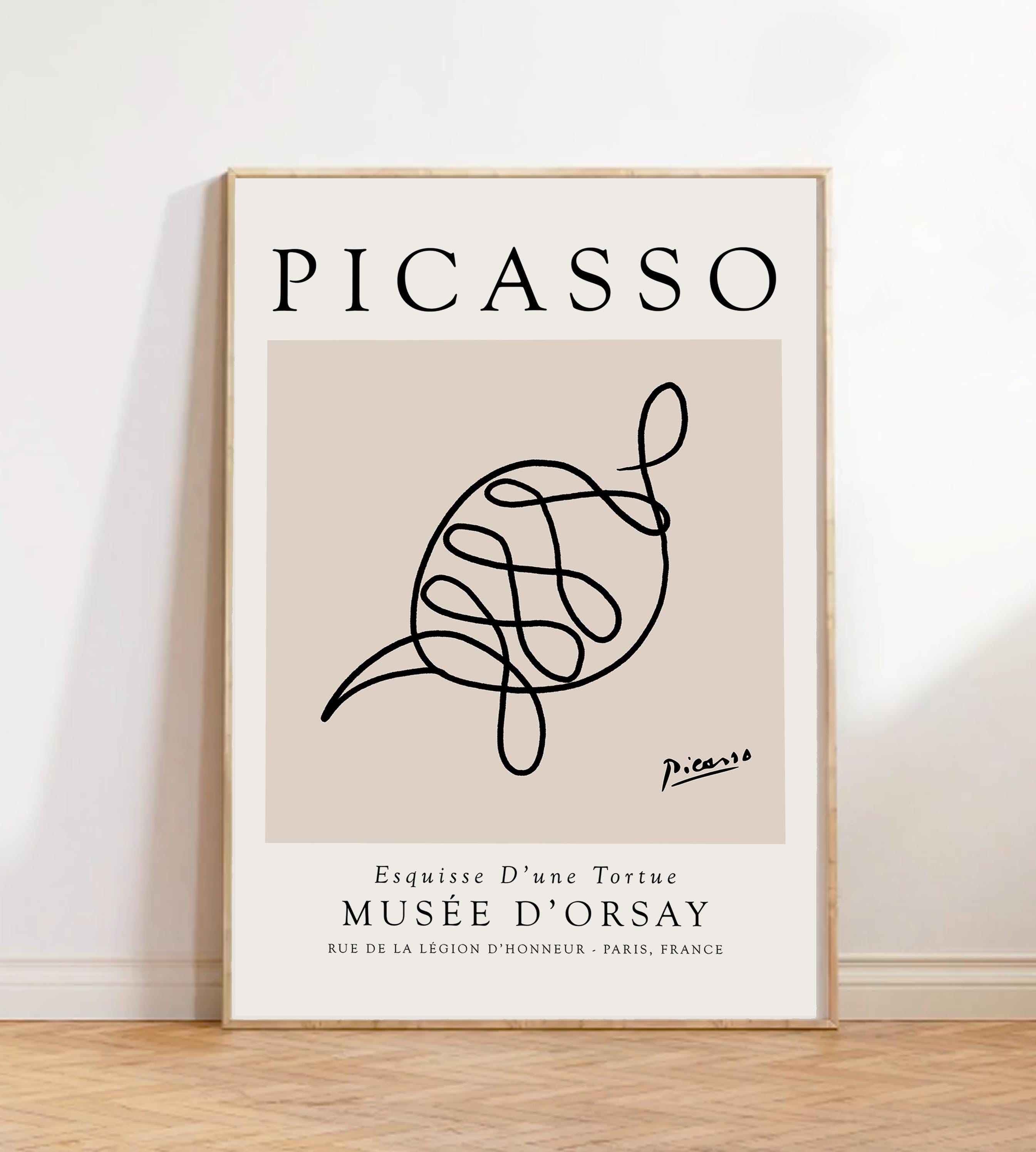 Turtle Picasso Line Art Poster, Picasso Sketch, Minimalist Wall