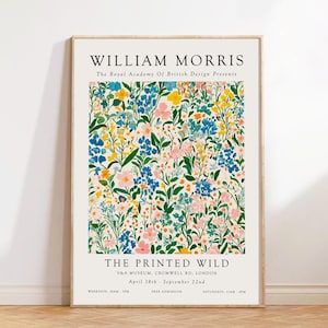 William Morris Wildflower Inspired Vintage Poster Print, Floral Botanical Wall Art, Cottagecore Style Home Decor, Wildflower Floral Decor