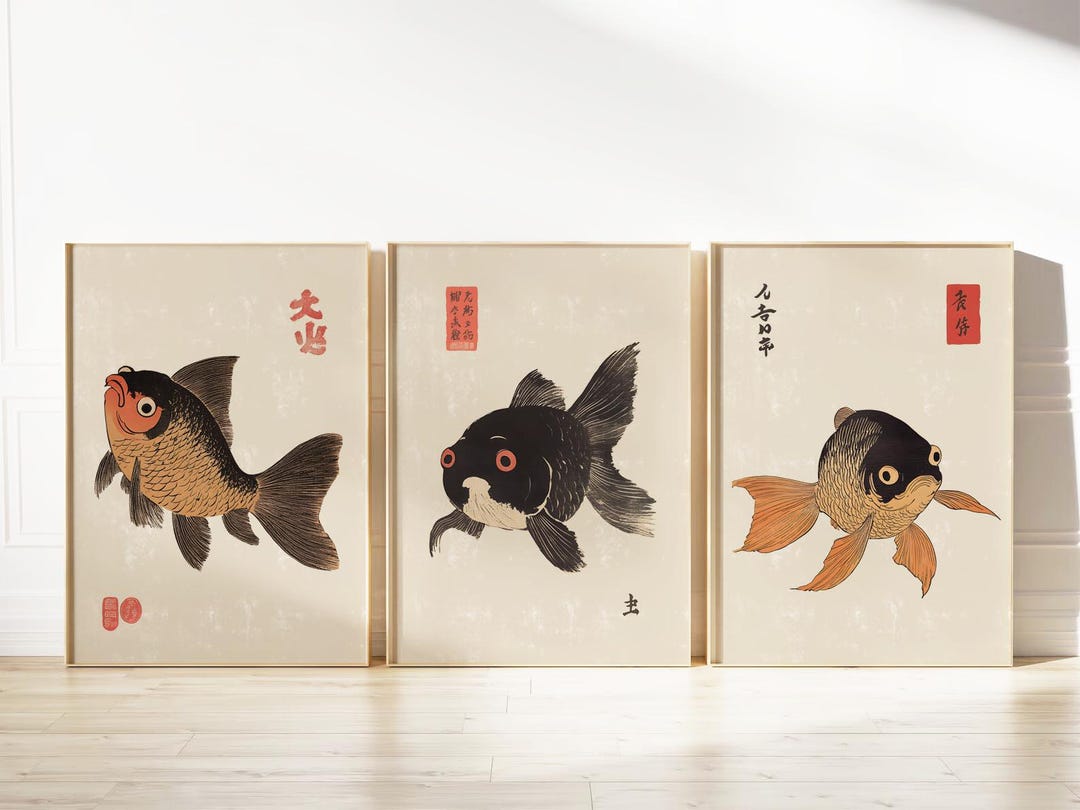 Matsumoto Hoji Koi Fish Print Set: Japanese Ink Art, Set of 3 - Etsy