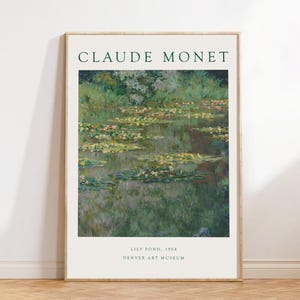 Lámina de Claude Monet, póster de Monet, decoración de pared de Monet, arte mural de Monet, pinturas de Monet, decoración de estilo rústico, estilo cottagecore, impresionismo, nenúfares.
