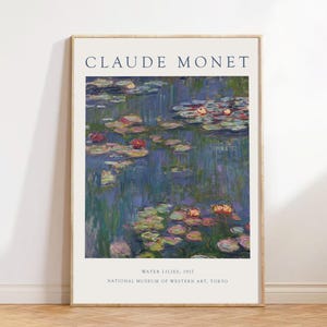 Lámina de Claude Monet, póster de Monet, decoración de pared de Monet, arte mural de Monet, pinturas de Monet, decoración de estilo rústico, estilo cottagecore, impresionismo, nenúfares.