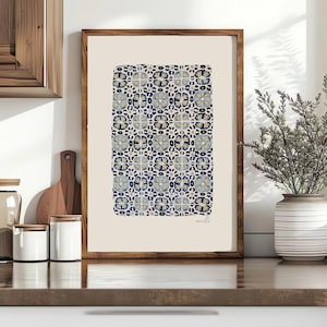 セビリアのアズレージョ水彩画、アンダルシアのタイル壁画、スペイン風模様、素朴な地中海風装飾