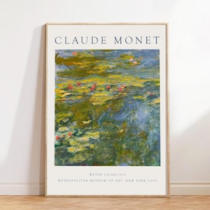 Lámina de Claude Monet, póster de Monet, decoración de pared de Monet, arte mural de Monet, pinturas de Monet, decoración de estilo rústico, estilo cottagecore, impresionismo, nenúfares.