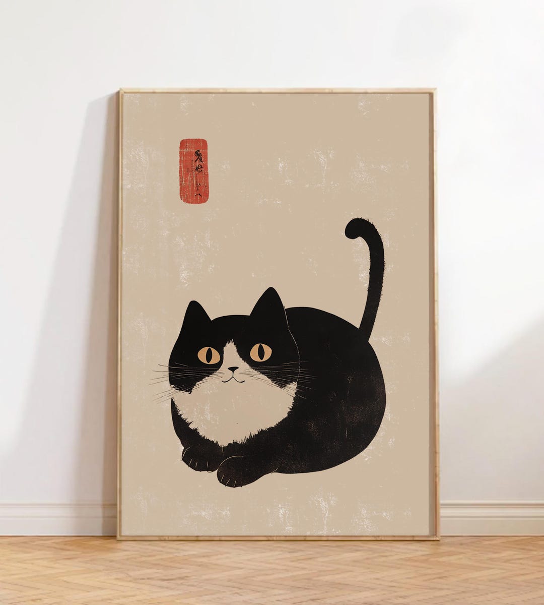 Japanese Cat Ink Print: Matsumoto Hoji Style Wall Art - Etsy