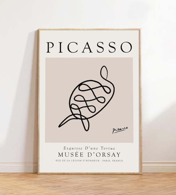 Turtle Picasso Line Art Poster: Minimalist Abstract Print - Etsy