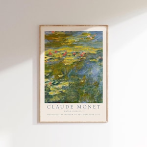 Lámina de Claude Monet, póster de Monet, decoración de pared de Monet, arte mural de Monet, pinturas de Monet, decoración de estilo rústico, estilo cottagecore, impresionismo, nenúfares.