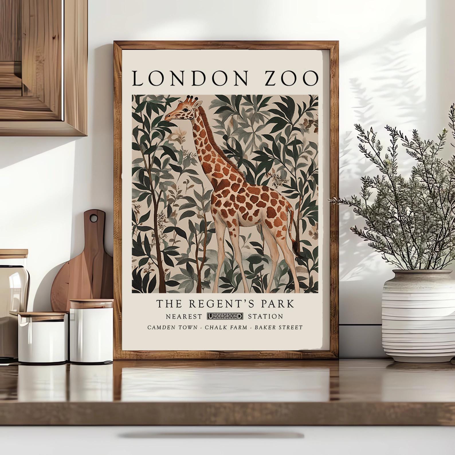William Morris Giraffe Print: Vintage London Zoo Poster - Etsy Israel