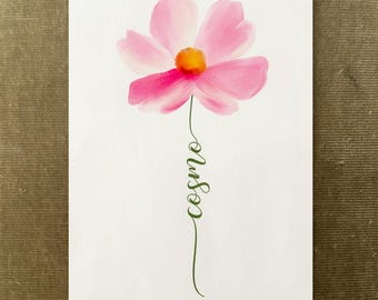 Cosmos Custom Flower Name, Watercolour Flower Print, Unique Gift for Birthday, Nursery, Baby Shower, Wedding, Anniversary, Personalized