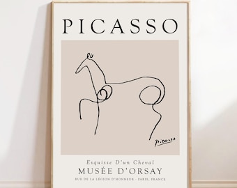 Horse Picasso Line Art Poster, Picasso Sketch, Minimalist Wall Art, Colour Posters, Abstract Line Drawing, Picasso Wall Art Print