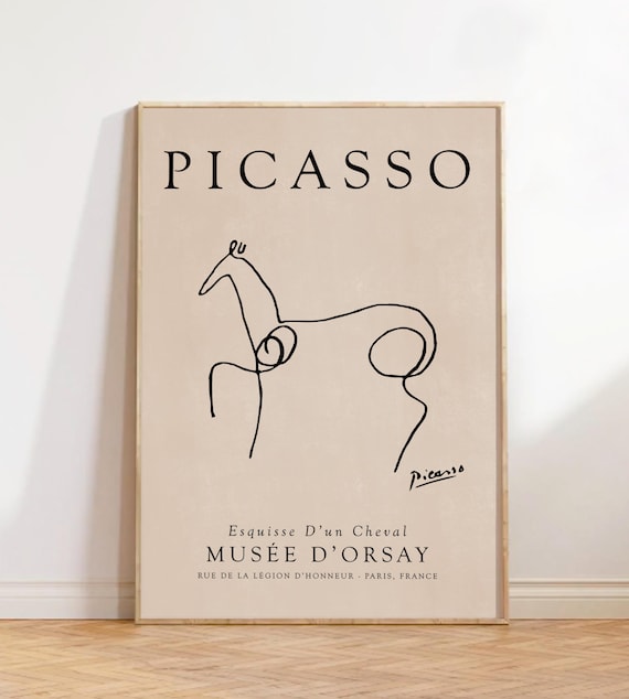 馬 絵画 ピカソ ピカソ PICASSO 風景の前の馬 高級画集画 状態良好 新品