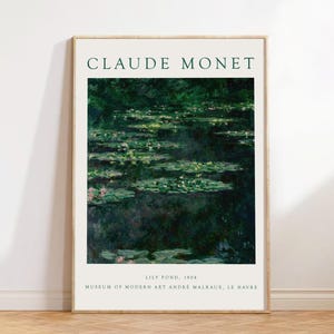 Lámina de Claude Monet, póster de Monet, decoración de pared de Monet, arte mural de Monet, pinturas de Monet, decoración de estilo rústico, estilo cottagecore, impresionismo, nenúfares.