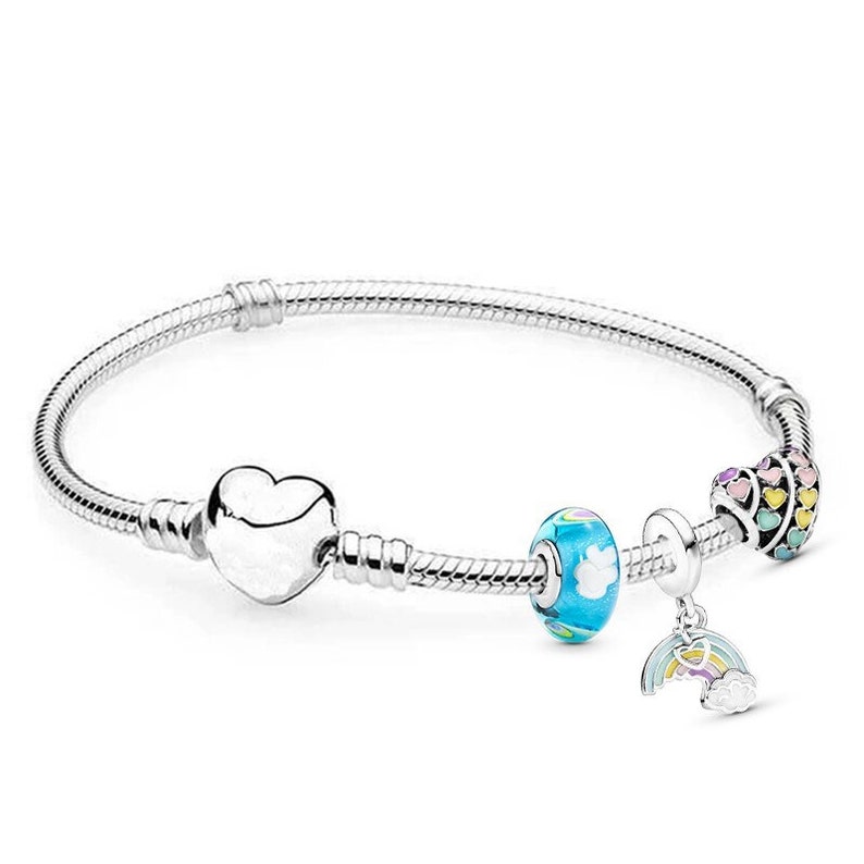 Cute Charm Bracelets for Women Sterling Silver Heart Charm Etsy