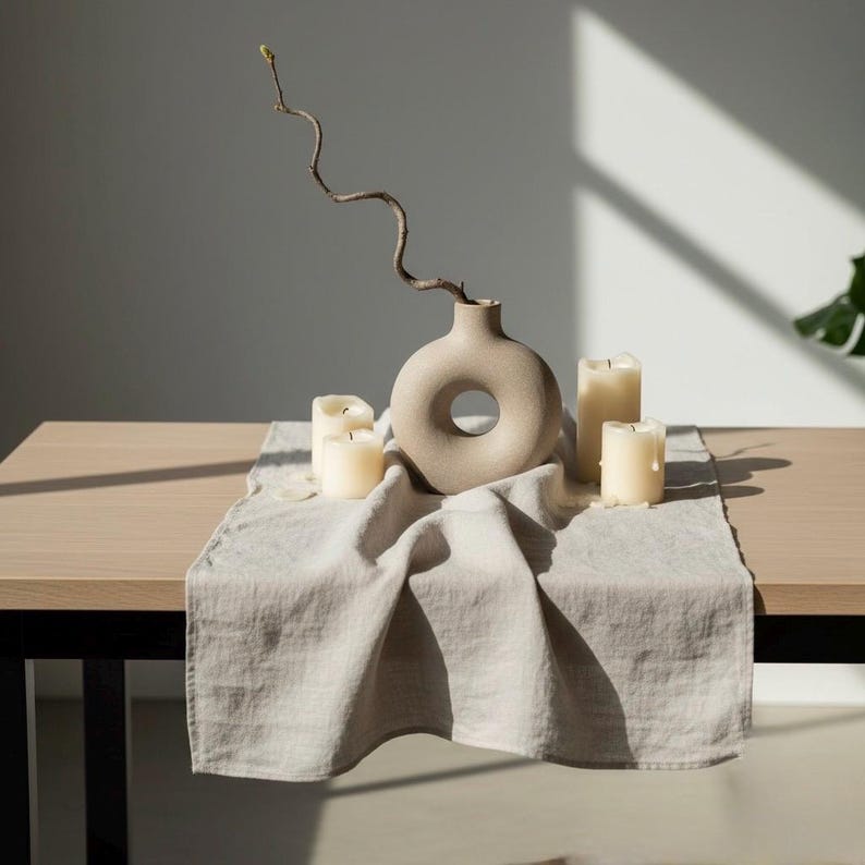 Camino de mesa de lino / Camino de mesa / Decoración de mesa / Camino de mesa para bodas / Camino de mesa de lino lavado imagen 7