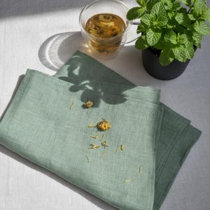 Linen tea towel. Washed linen kitchen towels. Hand towel. Natural dish towel. Guest towel Mint