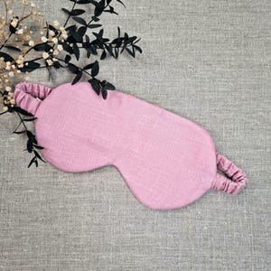 Antifaz para dormir de lino puro / Antifaz para dormir con relleno de fibra de bambú 100 % natural / Antifaz para dormir de viaje / Antifaz para dormir ecológico / Regalo Rose pink