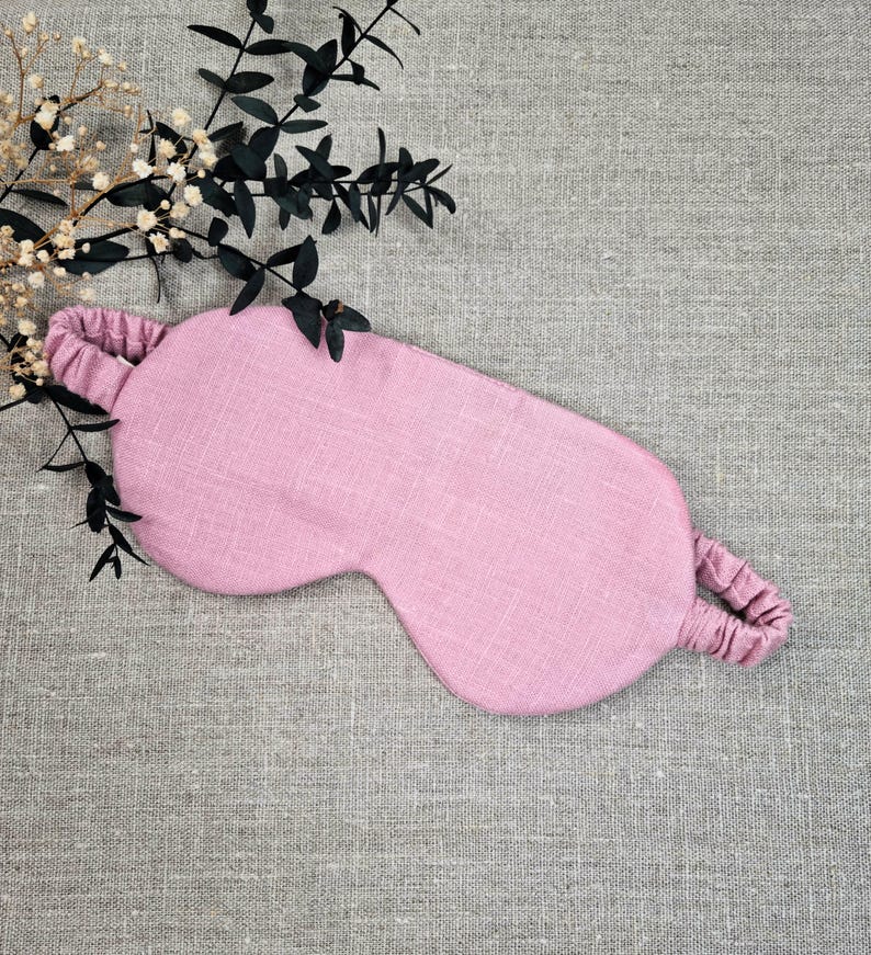 Antifaz para dormir de lino puro / Antifaz para dormir con relleno de fibra de bambú 100 % natural / Antifaz para dormir de viaje / Antifaz para dormir ecológico / Regalo Rose pink
