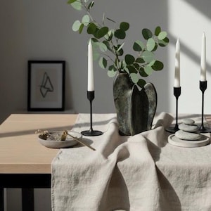 Camino de mesa de lino / Camino de mesa / Decoración de mesa / Camino de mesa para bodas / Camino de mesa de lino lavado Natural Undyed