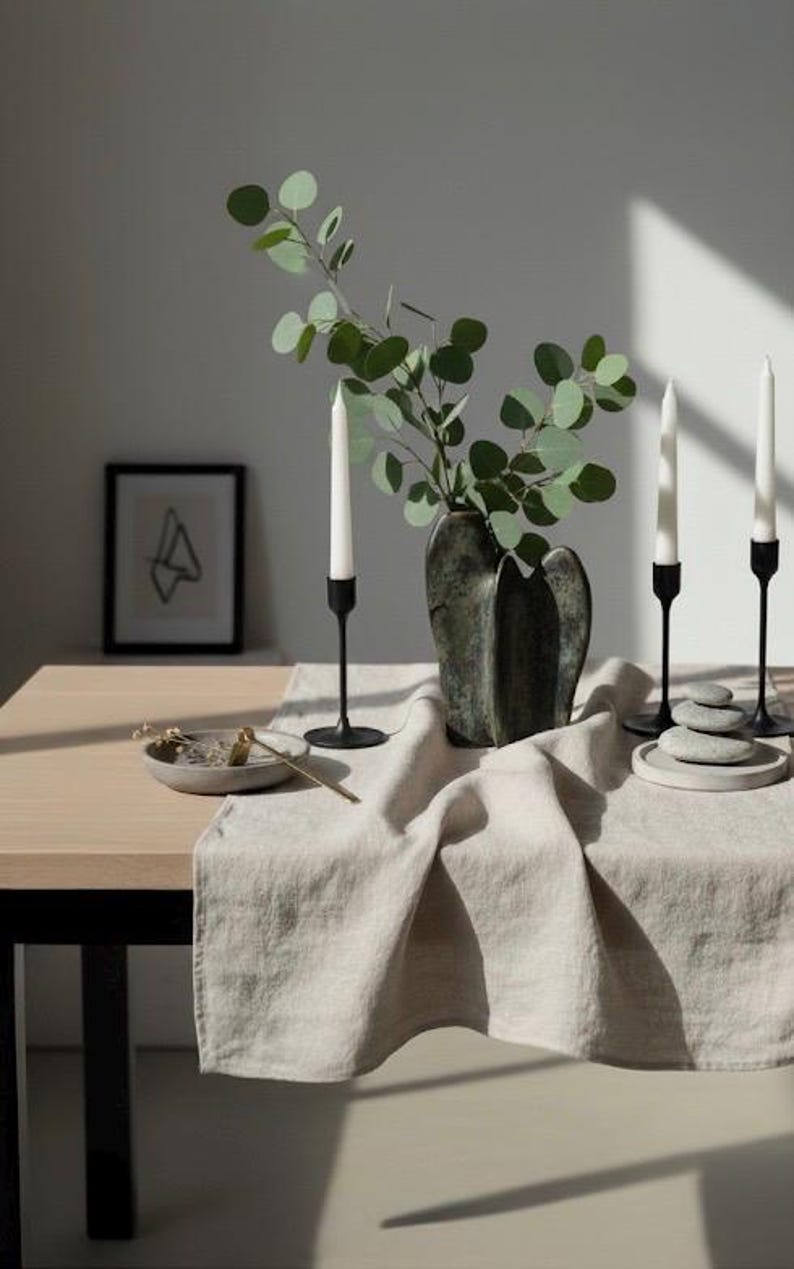 Camino de mesa de lino / Camino de mesa / Decoración de mesa / Camino de mesa para bodas / Camino de mesa de lino lavado Natural Undyed