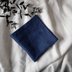 Natural linen handkerchief Soft linen pocket square Perfect gift Pocket Square Handkerchief Deep Blue