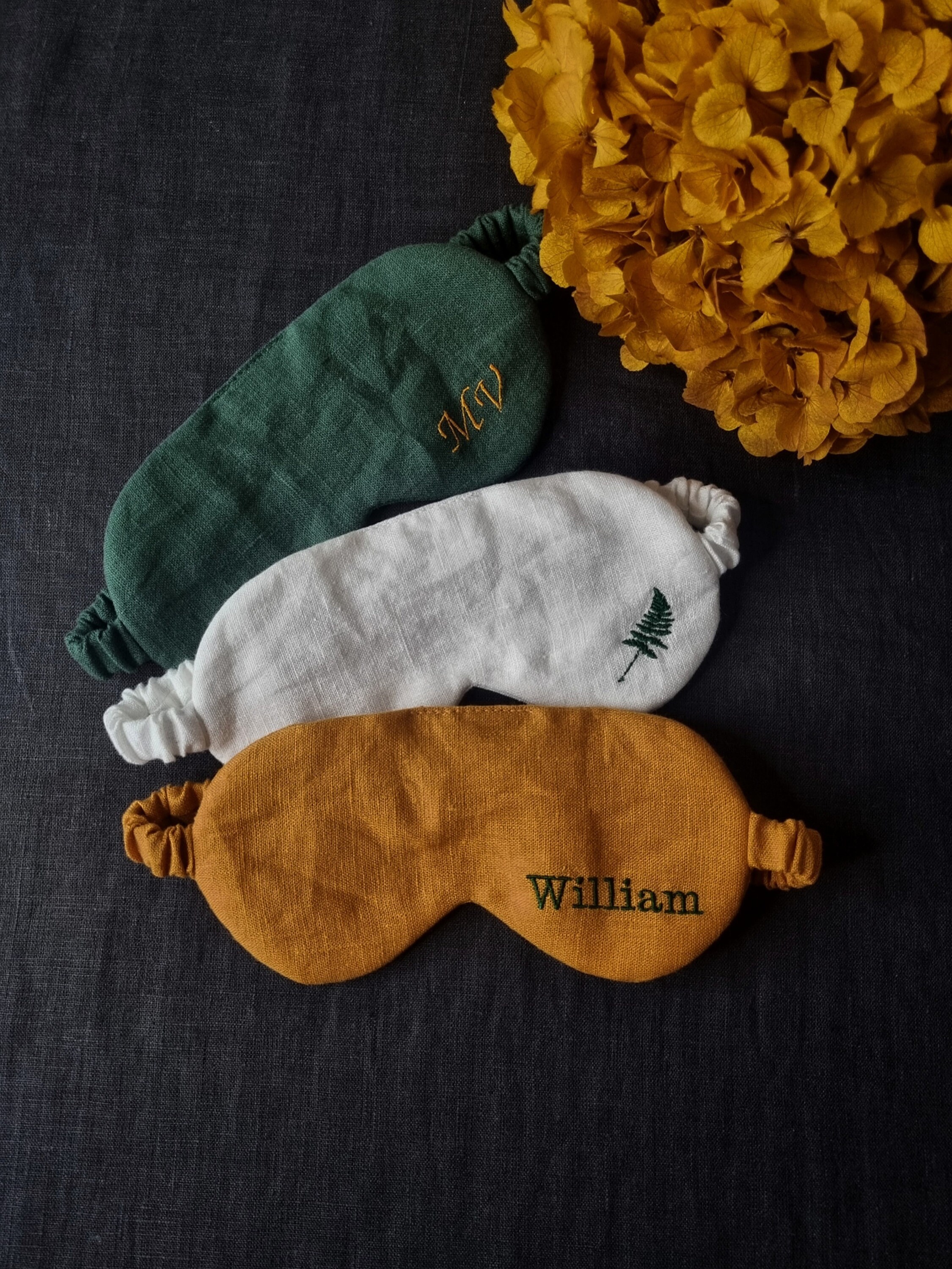 Embroidered Linen Sleep Masks