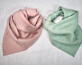Linen Bandana, Linen Neckerchief, Linen Neck Scarf, Neckband – Versatile Accessory for Women & Men, Linen Scarf