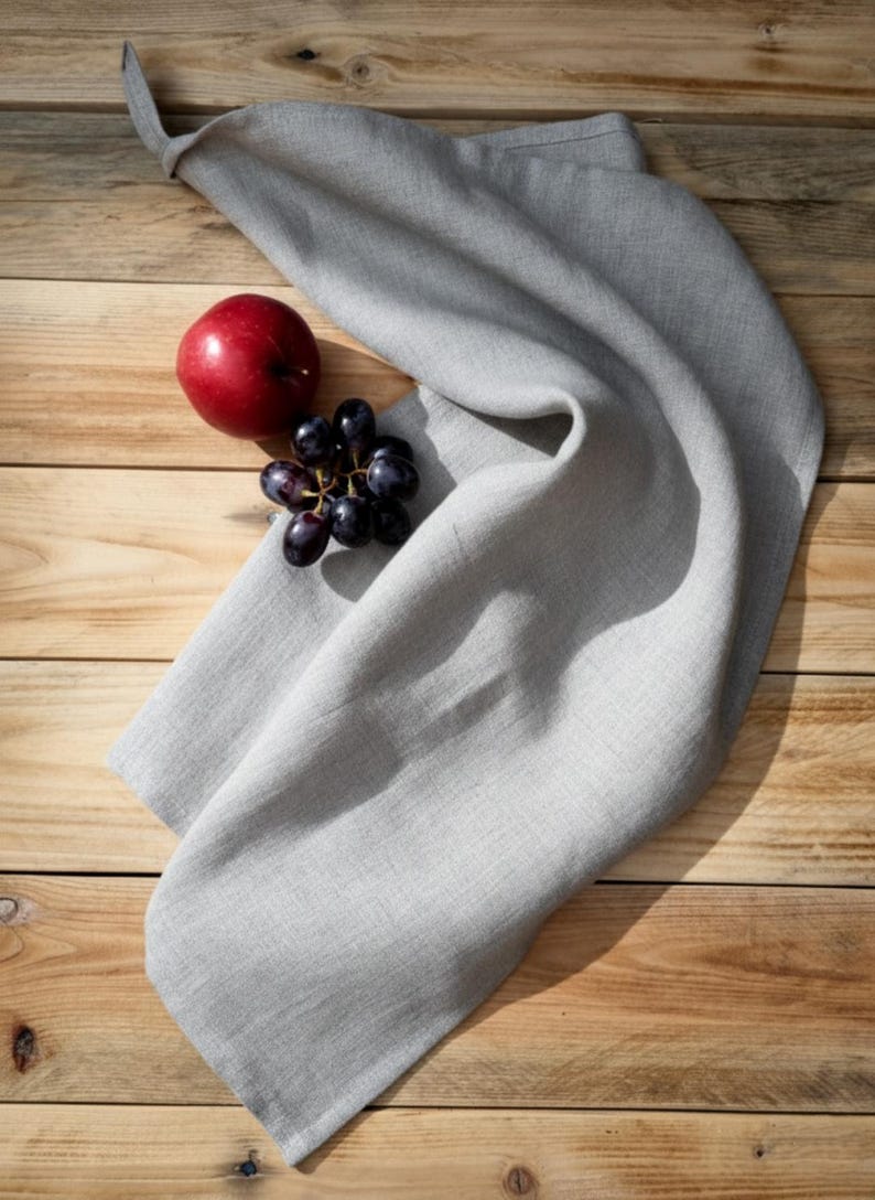 Linen tea towel. Washed linen kitchen towels. Hand towel. Natural dish towel. Guest towel image 5