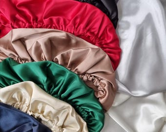 100% Mulberry Silk Sleep Bonnet | Luxury Silk Binnet | Silk Hair Turban | Silk Cap | Damage Free Hair | Double Layer With Adjustable Elastic
