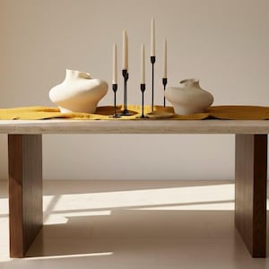 Camino de mesa de lino / Camino de mesa / Decoración de mesa / Camino de mesa para bodas / Camino de mesa de lino lavado Mustard